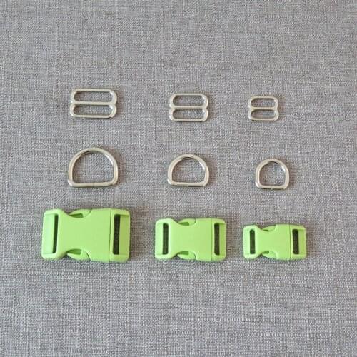 100Sets/Lot Metal D Ring Hardware Straps Belt Clasp Loop Slider Plastic Buckle For Pet Dog Collar Harness Sewing Accessory