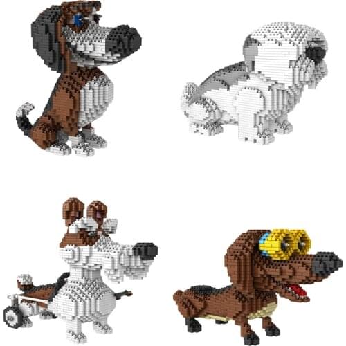 Mini Blocks Cute Ozzy Movie Dog Model Dachshund Cartoon Fronky Doe Hunting Dog Anime Brinquedos for Children Toys Girls Gifts