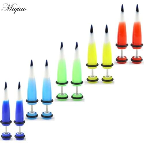 Miqiao 2pcs Explosive Acrylic Flame Pointed Cone Earrings Exquisite Body Piercing Jewelry
