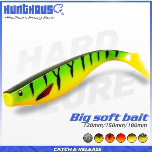Hunthouse soft trout lure artificial bait big shads soft 180mm 42g 8 colors available PVC material for sea bass perch zander