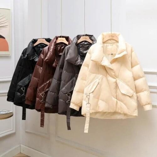 2021 New Korean White Duck Down Coats Women Winter Warm Down Jacket Parka Short Wild Outwear Winter Warm Coat Turn-down Collar