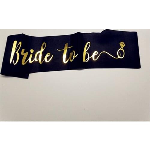 Satin Bride To Be Sash with Diamond Ring Bachelorette Party Sash for Hen Party Wedding Bridal Shower Black with Gold Letter