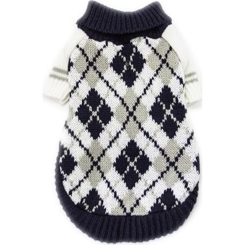 Dog Clothes Jumper Pet Sweater Knitted Crochet Cloth Autumn Winter Warm Cat Clothing Diamond Check Two Legs Puppy Kitten Coats