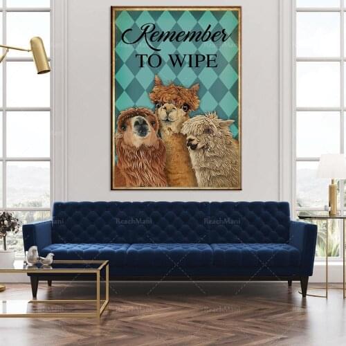 Alpaca lovers remember to wipe posters farmers agriculture family life bathroom toilet decoration posters