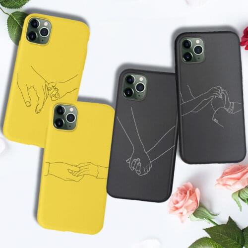 Simple Line Hand Case For iPhone 11 PRO MAX SE 2020 6S 6 Plus 7 8 Plus X XS MAX XR Case Cover Silicone Matte Bumper Love Marry