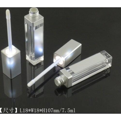 10/30/50pcs 7.5ml Empty Makeup DIY Lip gloss bottle Black/silver Square Lip Gloss Tube with LED Light mirror Labial glair bottle
