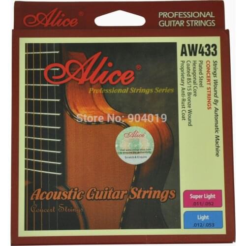 Alice Acoustic Guitar Strings Hexagonal Core Coated 85/15 Bronze Wound Colorful Ball-end AW433P