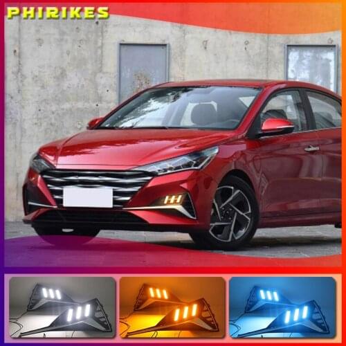 LED DRL Daytime Running Light Fog Lamp 12V Car Running Lights For Hyundai Accent Solaris Verna 2020