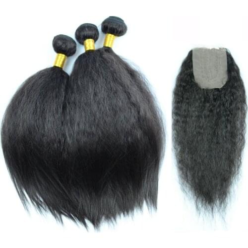 Adorable Natural Black color afro Kinky Straight hair weave 10-26 inches available naked synthetic hair bundles 100g