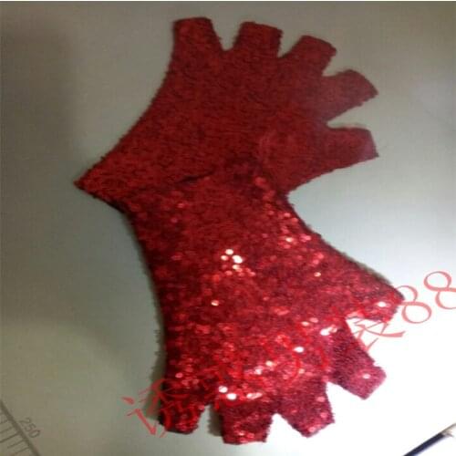 Adult sequined fingerless gloves/golden/red/silver half finger gloves wholesale/can customs size