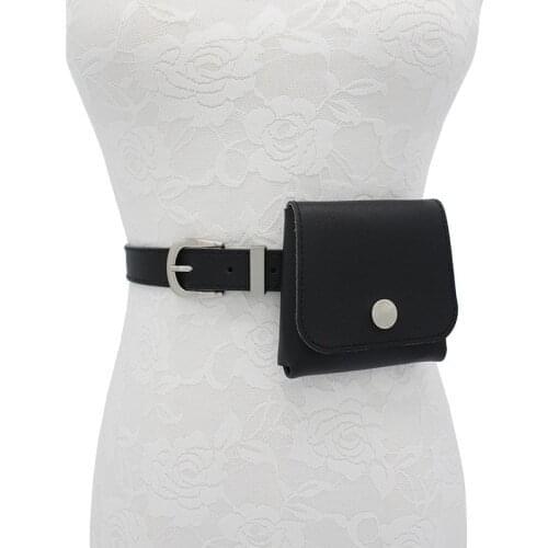Female Belts For Women PU Leather Sashes With Bags Black Feminine Belts Fashion Korean New Clothing Accessories