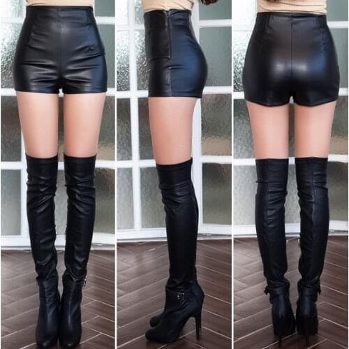 Pu leather shorts Ladies 2018 new autumn and winter wear short leather sexy high waist sexy primer DK117