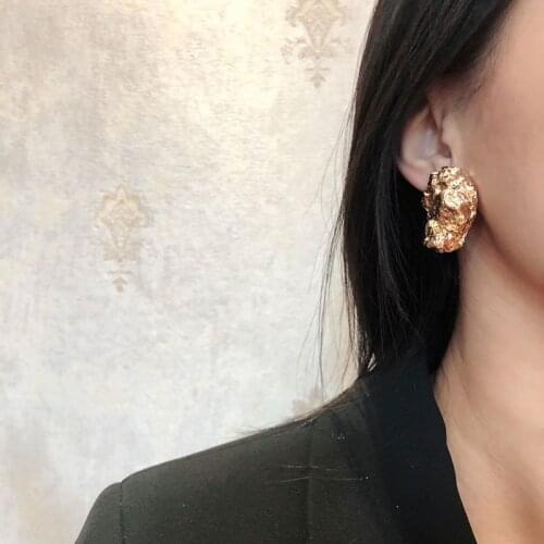 TARCLIY Vintage Irregular Metal Lava Bump Texture Stud Earring Exaggerated Simple Geometric Alloy Earring Women Fashion Jewelry
