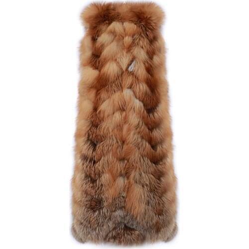 YOLOAgain Plus Size Women Long Natural Fox Fur Vest Winter Warm Ladies Gilet