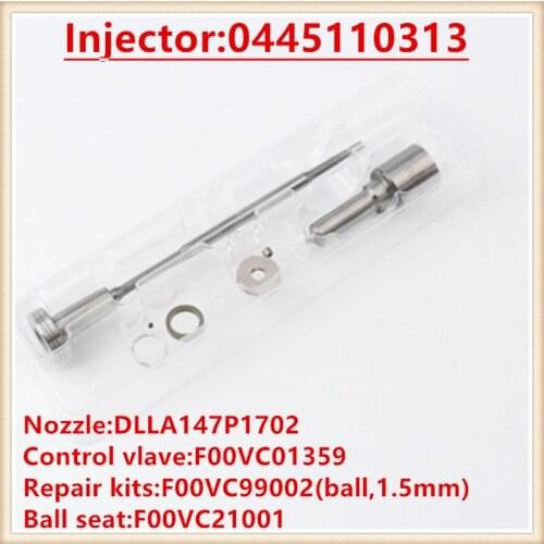 0445110313 CR injector repair combination DLLA147P1702 F00VC01359 F00VC21001 F00VC99002 Overhaul kits for injector 0445110313
