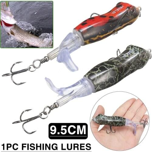 1pc 9.5cm Frog Fishing Lures Plastic Hard Fake Baits Strike Maxx Whopper Plopper Artificial Bait Suit For Fishing Accessories
