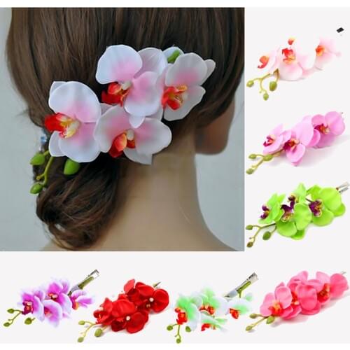 Fashion Hairpins Butterfly Orchid Hair Clip Girls Korean Artificial Flower Hair Accessories Trendy Women 1PC 8 Colors