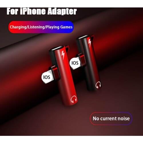 2 IN 1 Audio Headphone Charging Dual Adapter Splitter For iPhone XR XS X 7 8 Plus For 3.5mm Jack to Earphone AUX Cable Connector