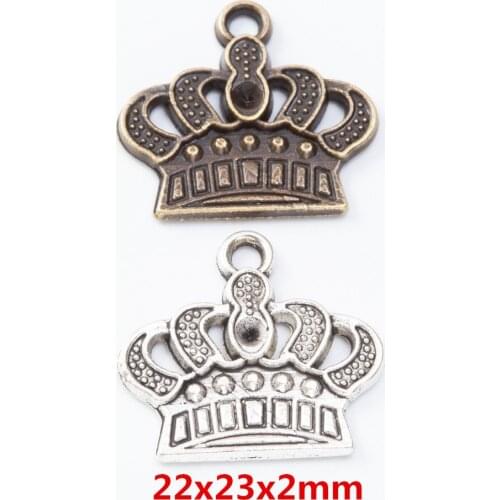 25 pieces of retro metal zinc alloy Crown pendant for DIY handmade jewelry necklace making 7343B