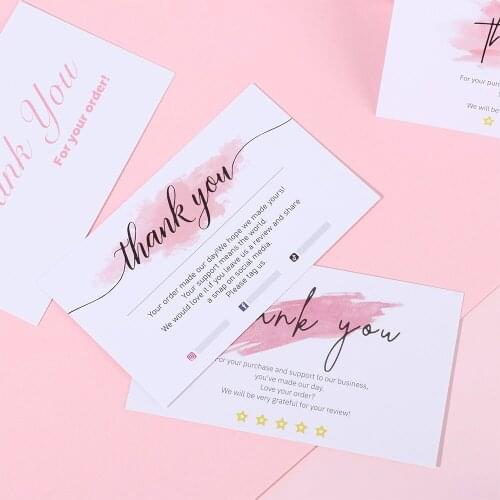 30PCS/Pack Gift Package Cardstock Praise Labels "Thank You For Your Order" Cards Pink Watercolor Online Retail Labels For Small
