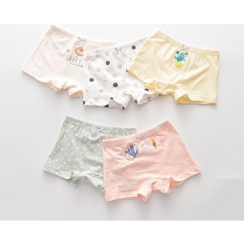 5Pcs/lot Girls Cotton Boxer Briefs Girl Panties Girls Boxer Shorts Childrens Panties Kids Underwear For 2-14 Years GU249