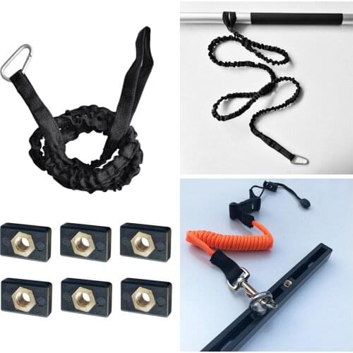 6x Canoe Track M6 Screw Nut Elastic 47'' Paddle Leash Keeper Retainer Lanyard
