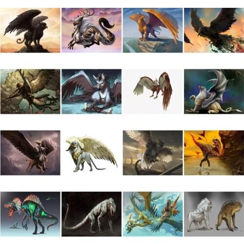 Diy 5D Diamond Embroidery Mosaic Paintings Ancient Monsters Pictures Wall Art Dinosaur Birds Posters Prints for Home Decoration