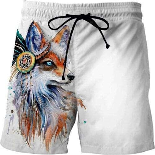 Quick Dry Summer Men Swimwear pants 2021 New animal fox 3d Printed Shorts male Beach Shorts swimming shorts husband casual daily
