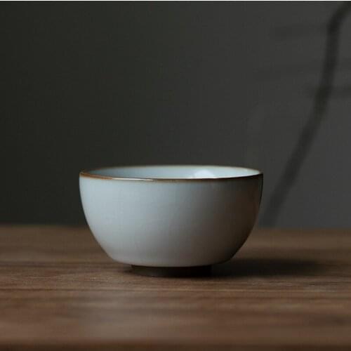 120ML Yuebai Ru Kiln Tea Set Ceramic Tea Cup Naturally Opened Tea Cup Individual Single Cup Logo Customization