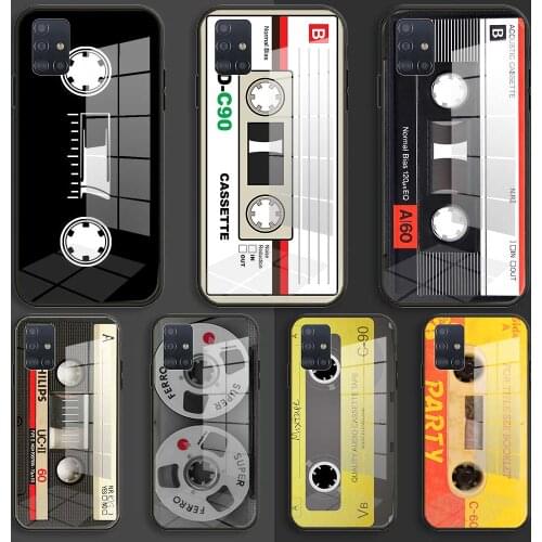Retro Cassette Tape Soft Silicone Glass Case For Samsung Galaxy A10 A20 A30 A40 A50 A70 A31 A51 A71 Balck Cover