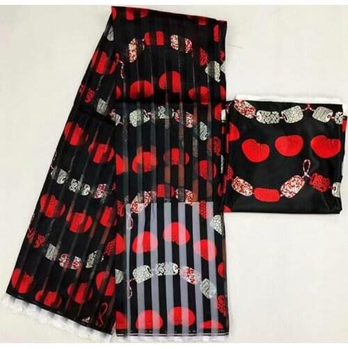 Pure silk fabric african fabric organza fabric ankara african wax print fabric 2+4yards organza ribbon silk for dress MM-B11