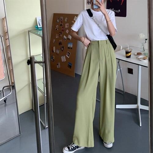 Long Pants Work Casual Loose Trousers Female Plus Size 2021 New Summer Purple Womens Wide Leg Pants Thin High Waist Elegant