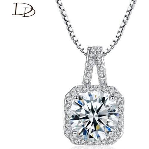DODO Chic AAA Zircon Square Colar Women White Gold Color Wedding Pendant Necklaces Fashion Jewelry Box Chain Bijoux Femme N166