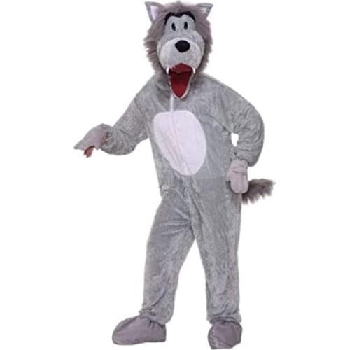 Halloween and Easter Mens Gray Wolf Plush Mascot Costume Large-scale Event Performance Acting Costume
