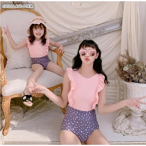 Family Matching Swimwear Ruffle Family Look Mother Daughter Matching Swimsuit Mom And Daughter Swimwear Mommy And me Clothes