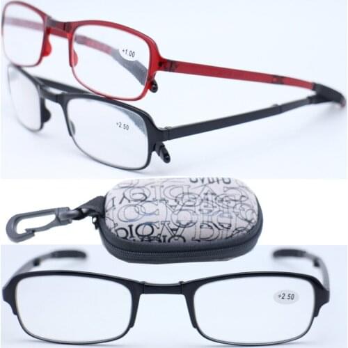 Retailsale light weight full-rim TR90 handy foldable unisex reading eyeglasses with mini zip case for old men women
