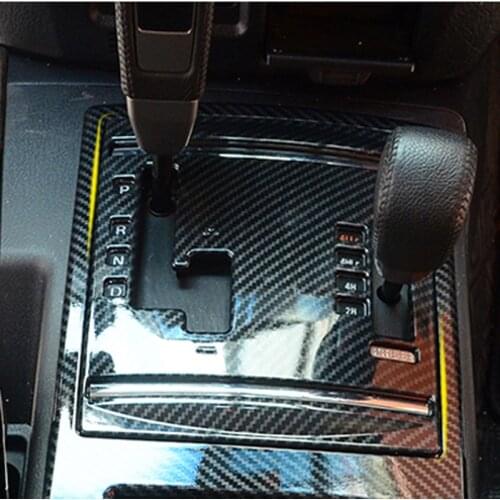 LHD!! For Mitsubishi Pajero V80 2007-2019 Carbon Style Gear Box Panel Water Cup Holder Frame Decoration Cover Trim Car Styling
