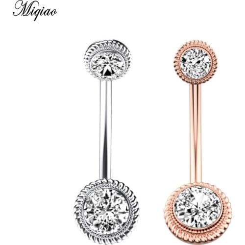 Miqiao Hot New Style Round Zircon Belly Button Ring Belly Button Nail Body Piercing Jewelry