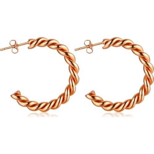 New Rope Twisted Hoop Earrings Stainless Steel Circle Minimalism for Her Gifts