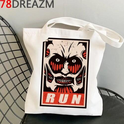 Attack on Titan shopping bag cotton shopper reusable tote bolsa grocery bag foldable cloth grab