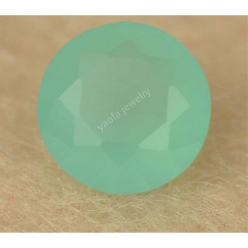 Wholesale 3~15mm 5A Milky Green Color Synthetic Gems Round Brilliant Shape Loose Glass Beads Stone For DIY Ring Surface