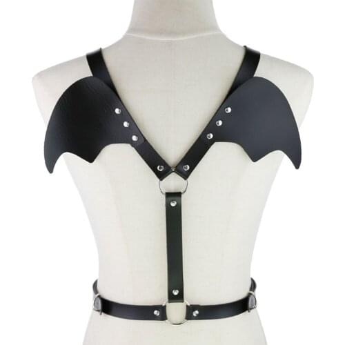 Punk Gothic sexy PU leather angel bat dragon wings Halloween harness role-playing bondage belt
