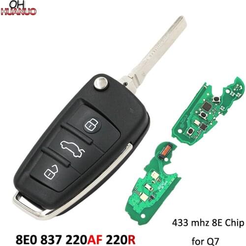 3 buttons Remote Car Key 433mhz For Audi Q7 8E0 837 220AF 220R With Special 8E Chip