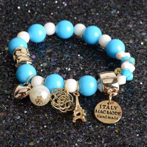 Romantic beaded bracelet rhinestone jewelry bracelet bangles for female Bohemia style wholesale gift six colors