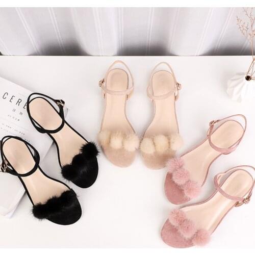 Women Sandals Suede 2019 Platform Thick heel Buckle 1.5CM Square heel Shoes For Women Heels Sandalias Summer Shoes Flock Sandals