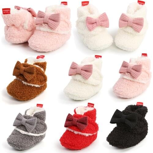 Baby Infant Pure Cotton Shoelaces Decorated Bowknot Knotted Infant Flat Shoes Toddler Solid Color High-Top Soft Sole