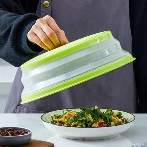 Vented Collapsible Microwave Lid Splatter Proof Food Plate Cover Easy Grip Handle Vapor Holes Dishwasher Safe BPA-Free