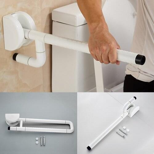 Foldable Toilet Grab Bar 265 Lbs Bearing Weight Non-slip Folding Handicap Grab Bars Bathroom Wall Mounted Flip-up Safety Rails