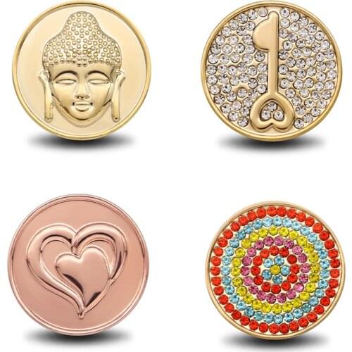 Rhinestone heart Metal 24mm snap buttons fit 20mm snap jewelry DIY SZ2713