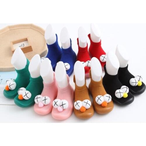 Baby First Shoes Kids Soft Rubber Sole Floor Slipper Children Animal Breathable Cotton Knitted Shoes Newborn Birthday Present
